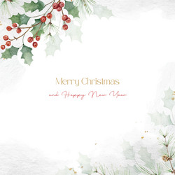 watercolor christmas card with green leaves vector image