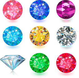 gemstone bright flatlay set top side view vector image