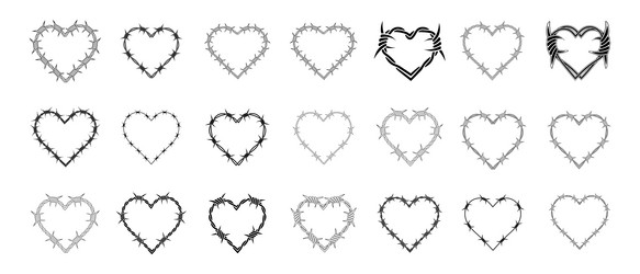 barb wire heart shape cool acid rave graphics vector image