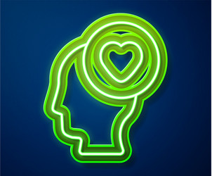 glowing neon line human head with heart icon vector image