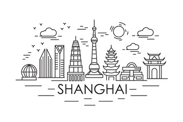 Shanghai lineart china holiday vector