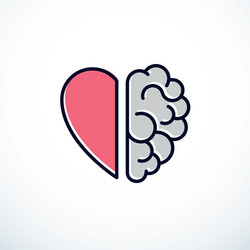 Heart and brain concept conflict between emotions vector