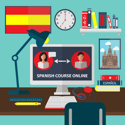 Learning spanish online language school education vector