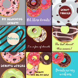 set of donuts with glaze vector image