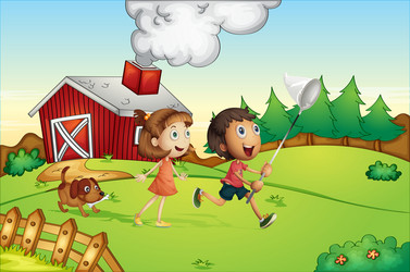 farm scene vector image