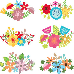 Floral set flower design elements vector