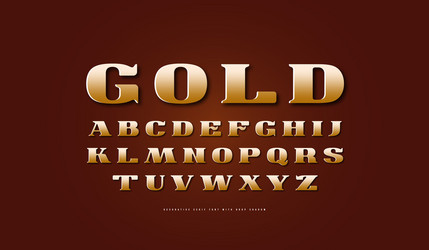 golden colored serif font in retro style vector image