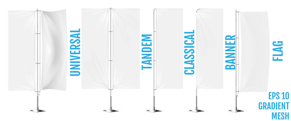 realistic white banner flags 3d mockup textile vector