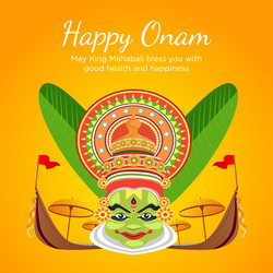 happy onam festival celebration banner design vector image