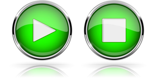 green round media buttons play and stop button vector image