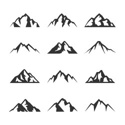 mountain icons set vector image