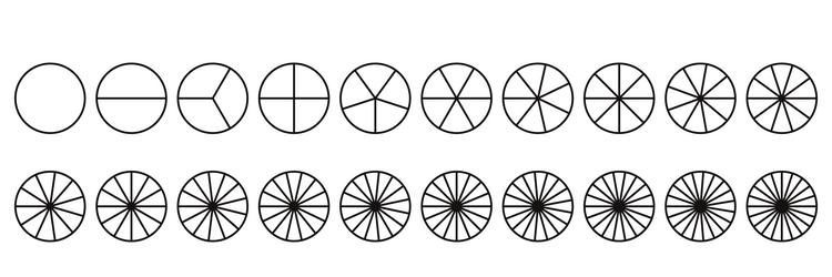 fractions pie divided for math circle vector image