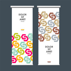 Roll up banner stand with hexagon pattern vector