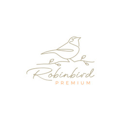 animal bird perched robin twig leaf tree feminine vector image