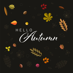 hello autumn dark abstract floral background vector image