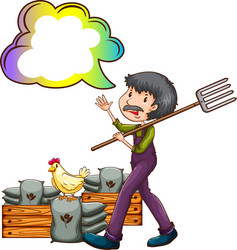 a farmer with an empty cloud callout vector image