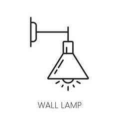 wall lamp outline icon electric lantern light vector image