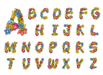 flowers alphabet colored vector image