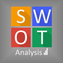 swot analysis business strategy management icon vector image