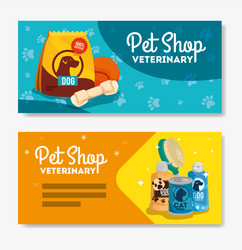 set poster pet shop veterinary with icons vector image