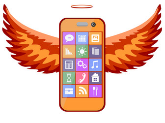 mobile phone with wings vector image