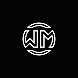 wm logo monogram with negative space circle vector image