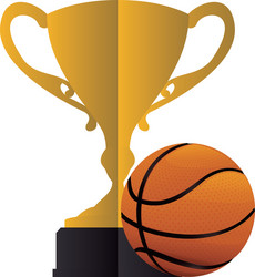 Gold trophy and basketball design vector