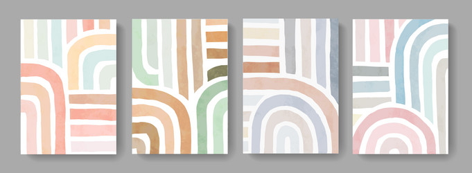 set of minimalist hand painted posters mid vector image