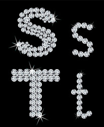 set of diamond alphabetic letters vector image