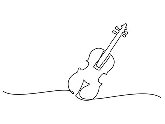 violin musical instrument continuous one line vector image