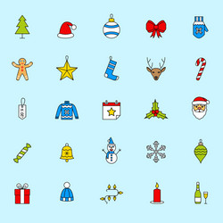 christmas icons set holiday new year vector image