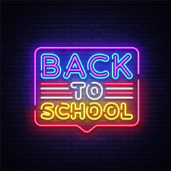 back to school greeting card design template neon vector image