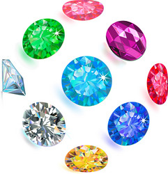 gemstone bright flatlay set top side view vector image