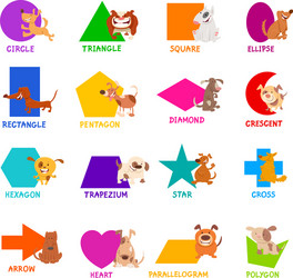 geometric shapes with dogs characters set vector image