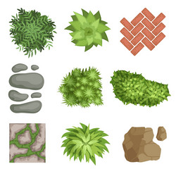 flat set of landscape elements green vector image