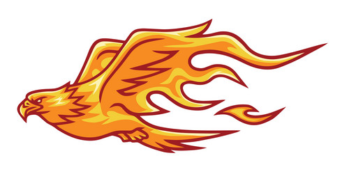 fire eagle phoenix falcon head flame logo vector image