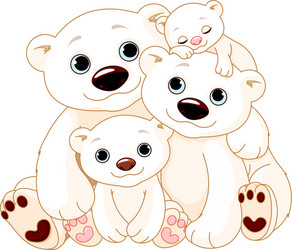 big polar bear family vector image