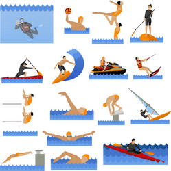 water sport icons set with people swimming vector image