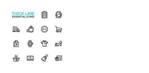 shopping - line icons set vector image