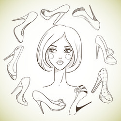 Girl and shoes sketch style vector