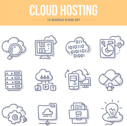 cloud hosting doodle icons vector image