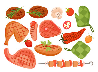 Hot barbecue grilled food vector