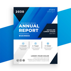 abstract blue annual report template in geometric vector image