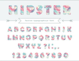 hipster vibrant font stylized letters and numbers vector image