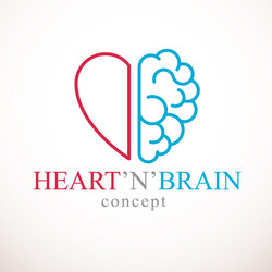 Heart and brain concept conflict between emotions vector