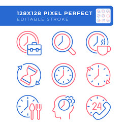 time related two color line icons set vector image