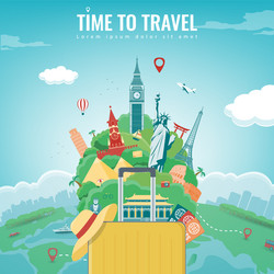 travel composition with famous world landmarks vector image