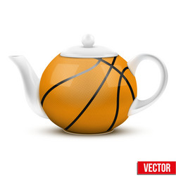 Ceramic teapot in basketball ball style football vector