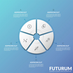 round chart divided into 5 sectors with thin line vector image