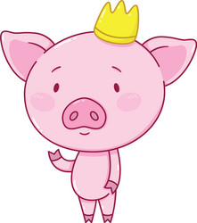 cute piggy in crown vector image